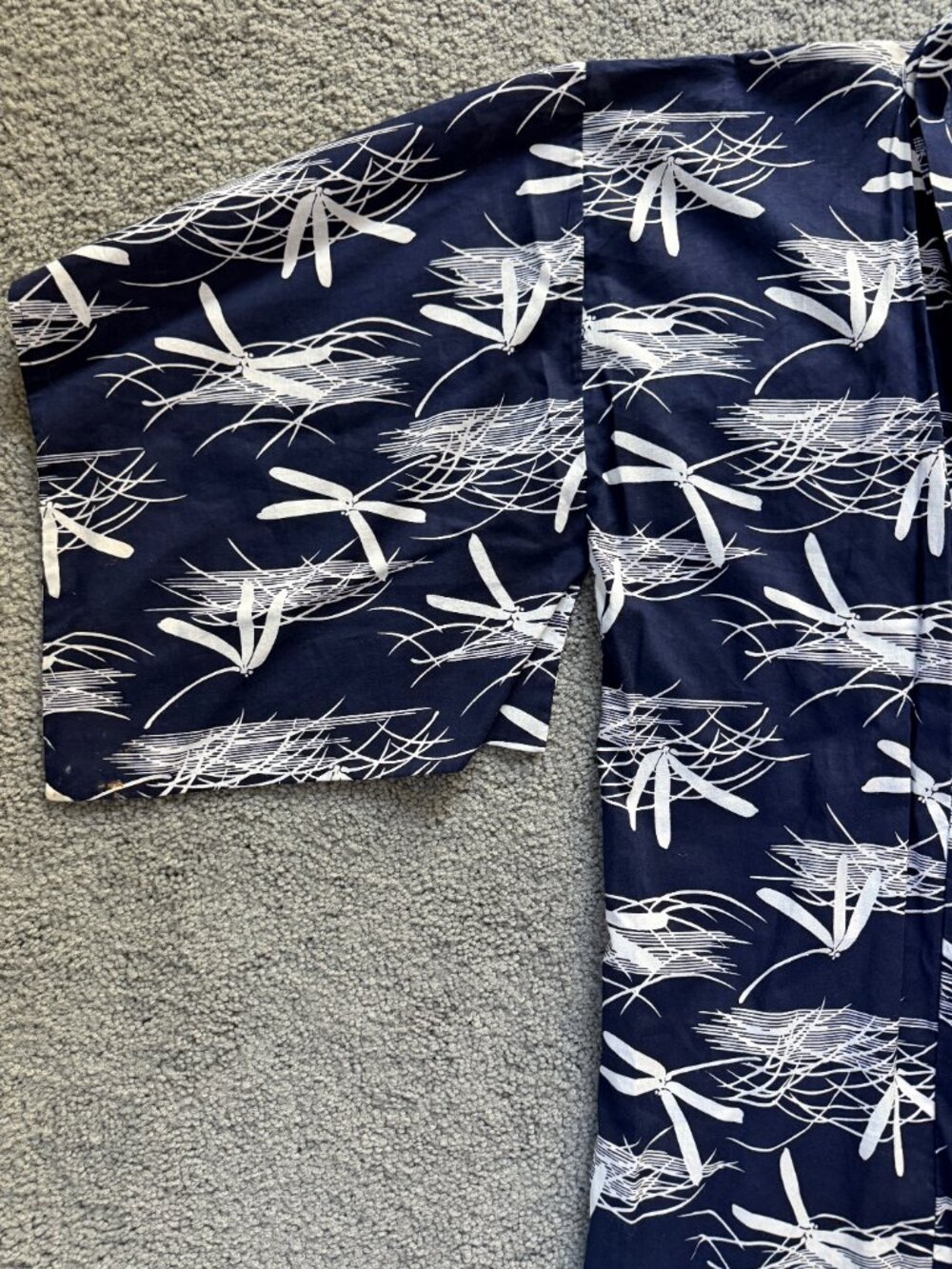 Authentic IN TOKYO Japanese Yukata Kimono Robe Blue Dragonfly Print - Men's L 58 - Picture 3 of 7